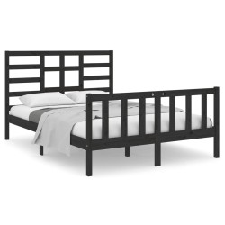 vidaXL Estructura de cama doble pequeña madera maciza negra 120x190 cm