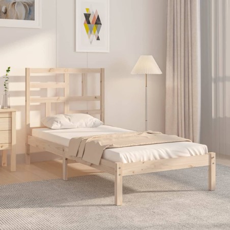vidaXL Estructura de cama madera maciza 90x190 cm