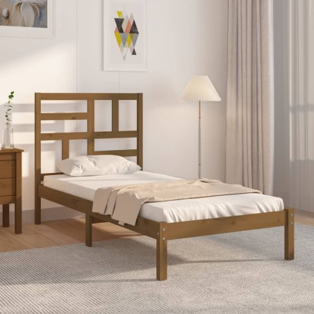 vidaXL Estructura de cama madera maciza marrón miel 100x200 cm