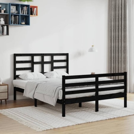 vidaXL Estructura de cama madera maciza de pino negro 120x200 cm