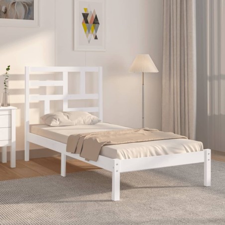 vidaXL Estructura de cama madera maciza de pino blanco 100x200 cm