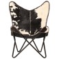 vidaXL Silla Butterfly de piel de cabra auténtica negra y blanca vidaXL Silla Butterfly de piel de cabra auténtica negra y blanca