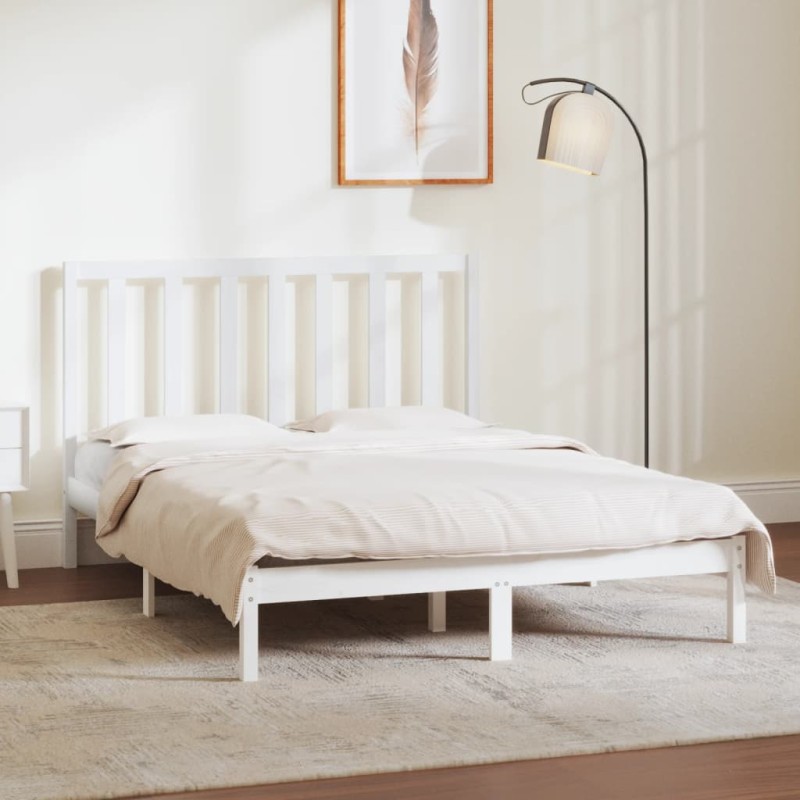 vidaXL Estructura de cama de madera maciza de pino blanca 140x190 cm