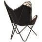 vidaXL Silla Butterfly de piel de cabra auténtica negra y blanca vidaXL Silla Butterfly de piel de cabra auténtica negra y blanca