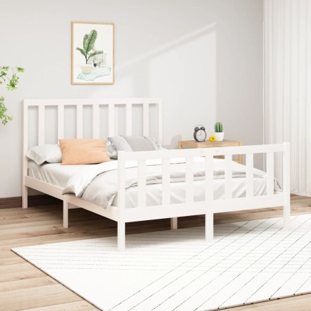 vidaXL Estructura de cama de madera maciza de pino blanco 140x190 cm