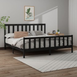 vidaXL Estructura de cama madera maciza de pino negro 180x200 cm