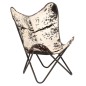 vidaXL Silla Butterfly de piel de cabra auténtica negra y blanca vidaXL Silla Butterfly de piel de cabra auténtica negra y blanca