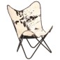 vidaXL Silla Butterfly de piel de cabra auténtica negra y blanca vidaXL Silla Butterfly de piel de cabra auténtica negra y blanca