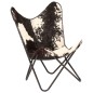 vidaXL Silla Butterfly de piel de cabra auténtica negra y blanca vidaXL Silla Butterfly de piel de cabra auténtica negra y blanca