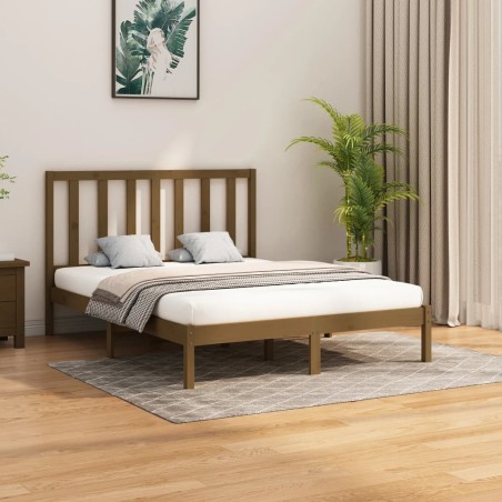 vidaXL Estructura cama madera maciza king size marrón miel 150x200 cm