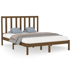 vidaXL Estructura cama madera maciza king size marrón miel 150x200 cm