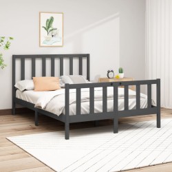 vidaXL Estructura de cama de madera maciza de pino gris 160x200 cm