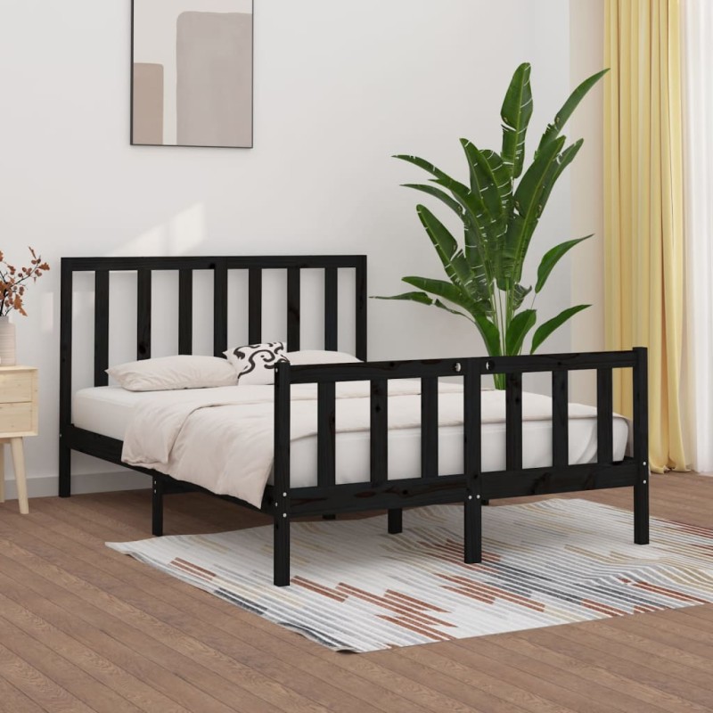 vidaXL Estructura de cama de madera maciza negra 120x200 cm vidaXL Estructura de cama de madera maciza negra 120x200 cm