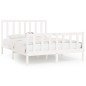 vidaXL Estructura de cama madera maciza King Size blanca 150x200 cm