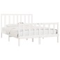 vidaXL Estructura de cama madera maciza King Size blanca 150x200 cm