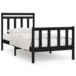 vidaXL Estructura de cama madera maciza de pino negro 100x200 cm