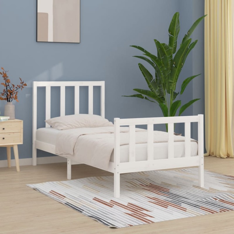 vidaXL Estructura de cama madera maciza de pino blanco 100x200 cm vidaXL Estructura de cama madera maciza de pino blanco 100x200 cm