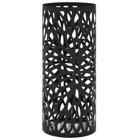 vidaXL Paragüero diseño de hojas acero negro 