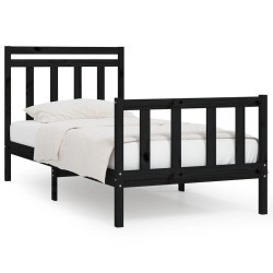 vidaXL Estructura de cama madera maciza negro 90x200 cm