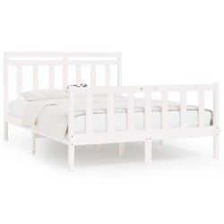 vidaXL Estructura de cama madera maciza de pino blanco 150x200 cm