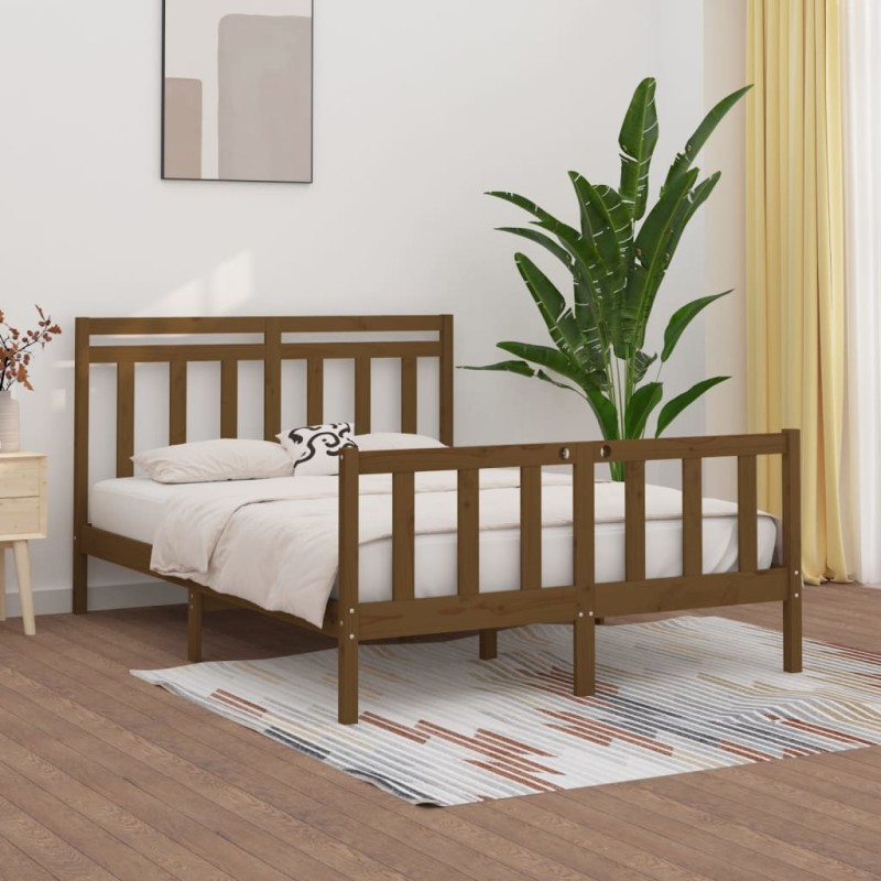vidaXL Estructura de cama madera maciza pino marrón miel 150x200 cm vidaXL Estructura de cama madera maciza pino marrón miel 150x200 cm