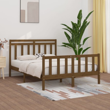 vidaXL Estructura de cama madera maciza pino marrón miel 150x200 cm