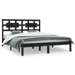 vidaXL Estructura de cama madera maciza de pino negra 180x200 cm