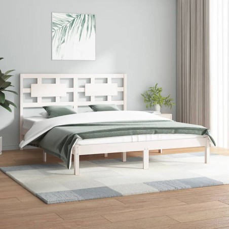 vidaXL Estructura de cama de madera maciza de pino blanco 160x200 cm