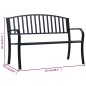 vidaXL Banco de jardín acero negro 125 cm