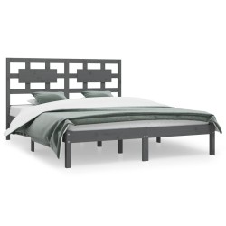 vidaXL Estructura de cama madera maciza gris Super King 180x200 cm