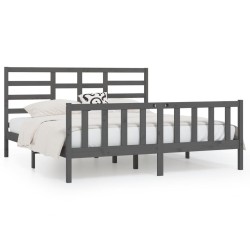 vidaXL Estructura de cama de madera maciza de pino gris 200x200 cm