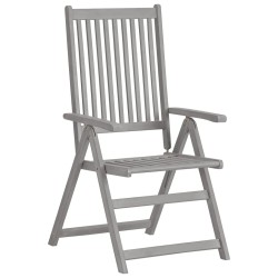 vidaXL Sillas de jardín reclinables 3 uds madera maciza de acacia gris