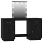 vidaXL Juego de tocador con LED madera maciza de pino negro vidaXL Juego de tocador con LED madera maciza de pino negro
