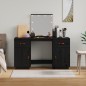 vidaXL Juego de tocador con LED madera maciza de pino negro vidaXL Juego de tocador con LED madera maciza de pino negro
