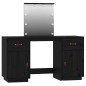 vidaXL Juego de tocador con LED madera maciza de pino negro vidaXL Juego de tocador con LED madera maciza de pino negro