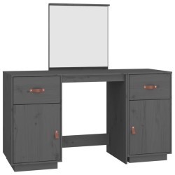 vidaXL Tocador con espejo madera maciza de pino gris