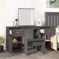 vidaXL Tocador con espejo madera maciza de pino gris vidaXL Tocador con espejo madera maciza de pino gris