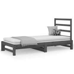 vidaXL Sofá cama extraíble madera maciza de pino gris 2x(90x200) cm