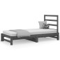 vidaXL Sofá cama extraíble madera maciza de pino gris 2x(90x200) cm