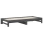 vidaXL Sofá cama extraíble madera maciza de pino gris 2x(90x200) cm