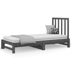 vidaXL Sofá cama extraíble madera maciza de pino gris 2x(90x200) cm