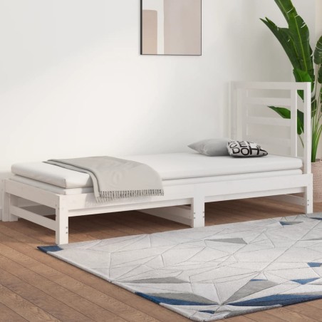 vidaXL Sofá cama extraíble madera maciza de pino blanco 2x(90x200) cm