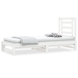 vidaXL Sofá cama extraíble madera maciza de pino blanco 2x(90x200) cm