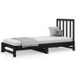 vidaXL Sofá cama extraíble madera maciza de pino negro 2x(90x190) cm