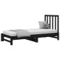 vidaXL Sofá cama extraíble madera maciza de pino negro 2x(90x190) cm