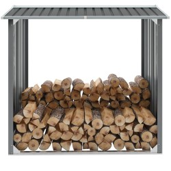 vidaXL Casetilla para leña acero galvanizado gris 172x91x154 cm