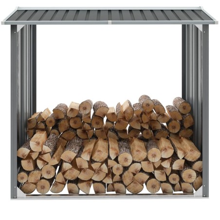 vidaXL Casetilla para leña acero galvanizado gris 172x91x154 cm
