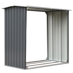 vidaXL Casetilla para leña acero galvanizado gris 172x91x154 cm