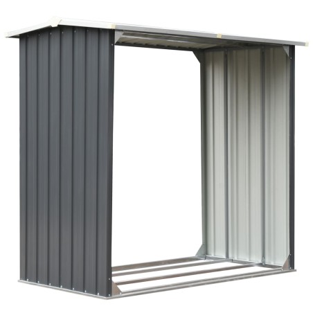 vidaXL Casetilla para leña acero galvanizado gris 172x91x154 cm