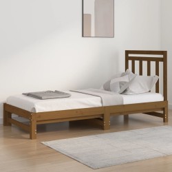 vidaXL Sofá cama extraíble madera maciza de pino marrón 2x(90x200) cm